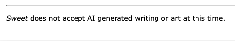 AI submission guidelines screenshot from Sweet Lit